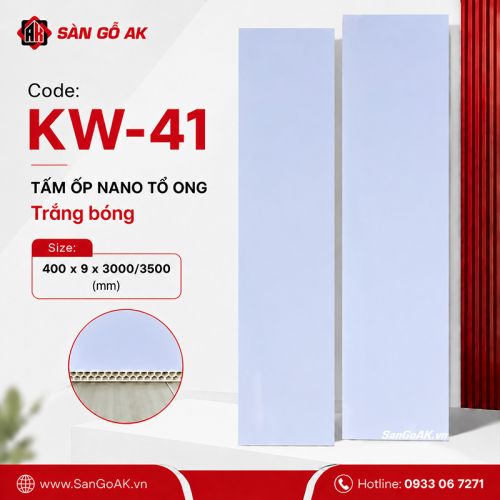 Tấm ốp Nano tổ ong KW-41 màu trắng bóng