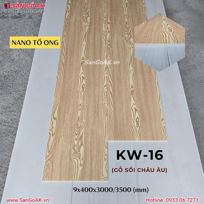 Tấm ốp Nano KW-16 vân gỗ sồi Châu Âu tại kho SÀN GỖ AK
