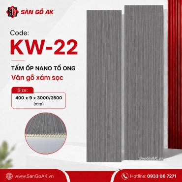 Tấm ốp Nano tổ ong KW-22 vân gỗ xám sọc