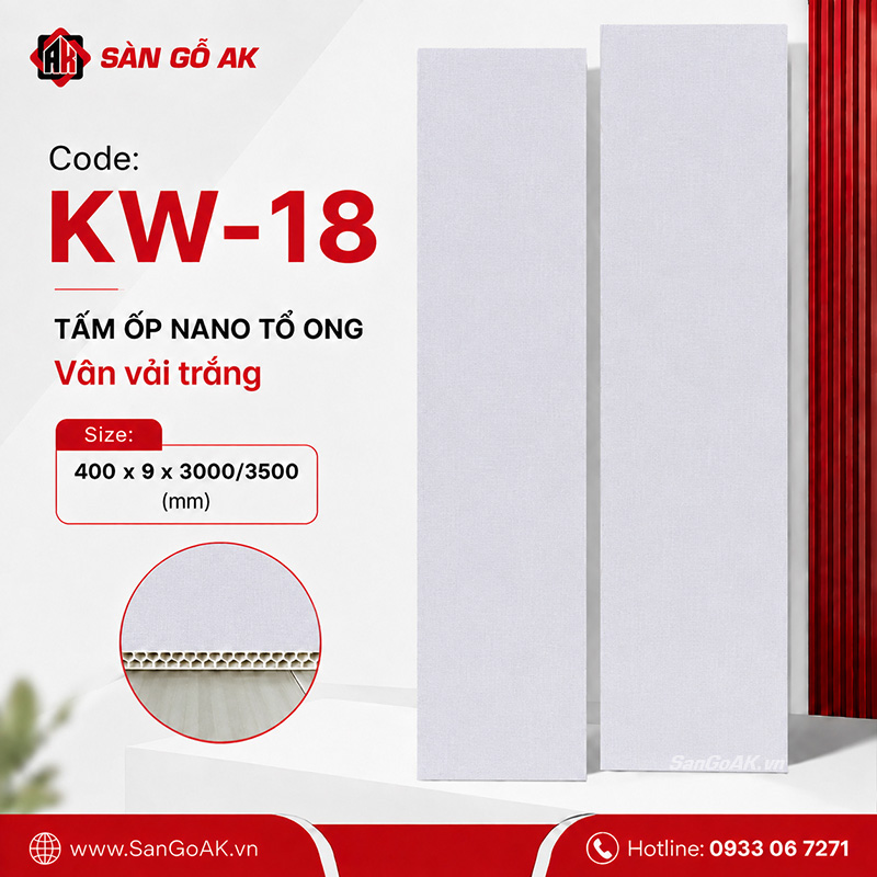 Tấm ốp Nano tổ ong KW-18 vân vải trắng