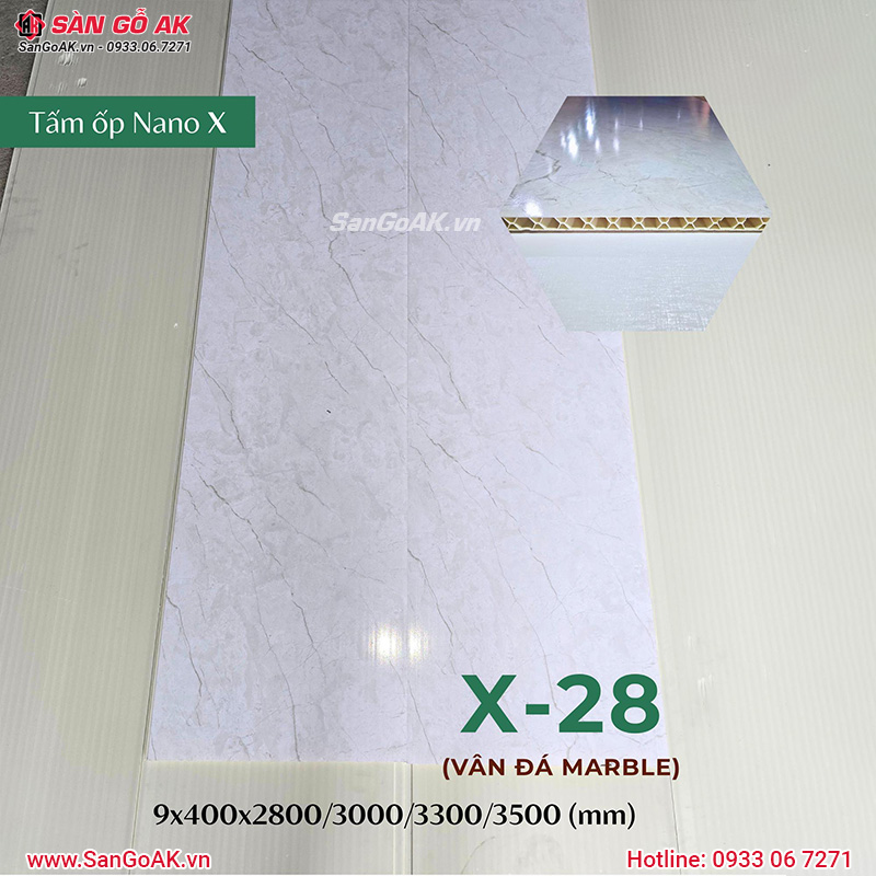 Tấm ốp Nano X-28 vân đá marble tại kho SÀN GỖ AK