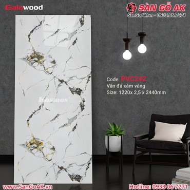 Tấm ốp PVC vân đá xám vàng Galawood PVC242