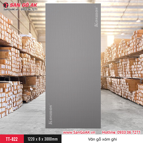 Sàn Gỗ AK - nơi cung cấp tấm ốp than tre Kosmos TT-822 vân gỗ xám ghi
