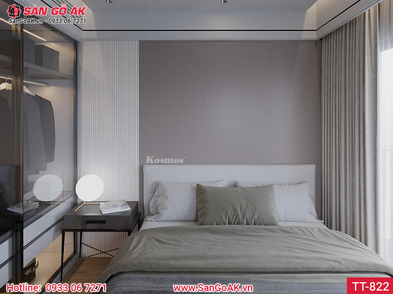 Trang trí phòng ngủ tinh tế bằng cách phối hợp tấm ốp than tre