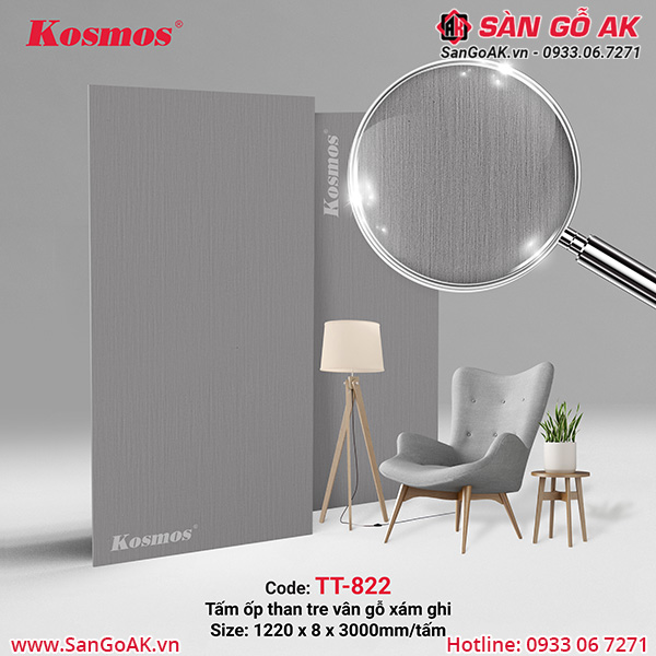 Tấm ốp sợi than tre vân gỗ xám ghi TT-822
