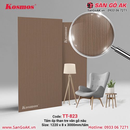 Tấm ốp than tre Kosmos vân gỗ nâu TT-823