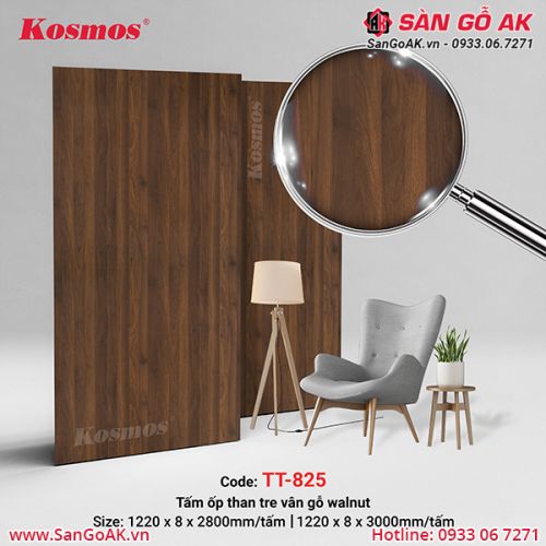 Tấm ốp than tre Kosmos vân gỗ nâu walnut TT-825