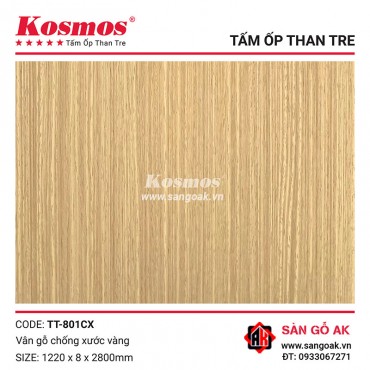 Tấm ốp than tre Kosmos vân gỗ chống xước vàng TT-801CX