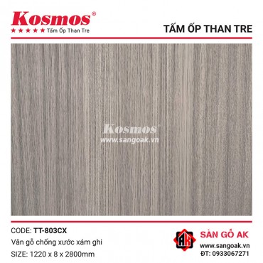 Tấm ốp than tre Kosmos vân gỗ chống xước xám ghi TT-803CX
