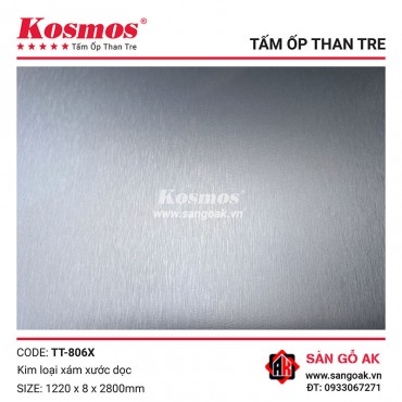 Tấm ốp than tre Kosmos vân kim loại xám xước dọc TT-806X