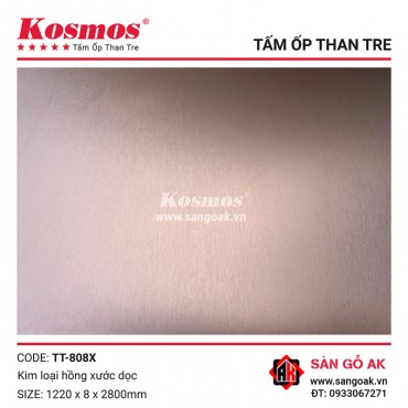 Tấm ốp than tre Kosmos vân kim loại hồng xước dọc TT-808X