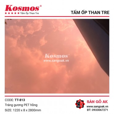 Tấm ốp than tre Kosmos tráng gương PET hồng TT-813