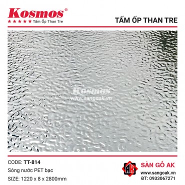 Tấm ốp than tre Kosmos sóng nước PET bạc TT-814