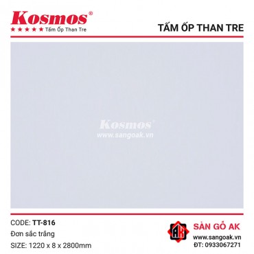 Tấm ốp than tre Kosmos đơn sắc trắng TT-816