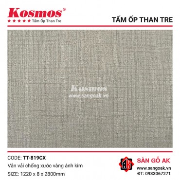 Tấm ốp than tre Kosmos vân vải chống xước vàng ánh kim TT-819CX