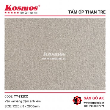 Tấm ốp than tre Kosmos vân vải chống xước vàng đậm ánh kim TT-832CX