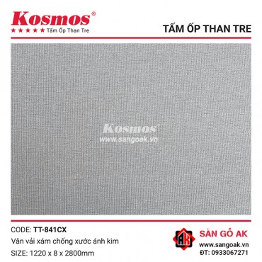 Tấm ốp than tre Kosmos vân vải chống xước xám ánh kim TT-841CX