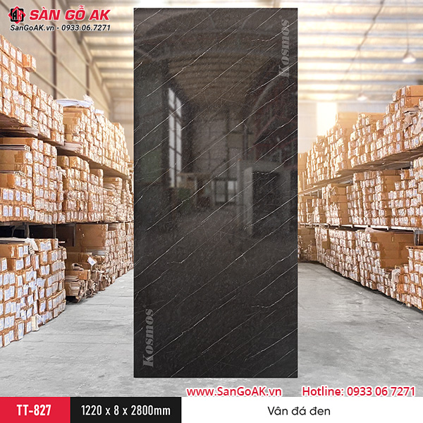 Sàn Gỗ AK - nơi cung cấp tấm ốp than tre Kosmos vân đá đen TT-827