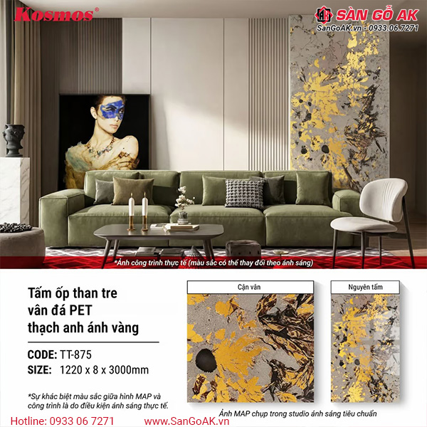Tiêu chuẩn kỹ thuật của tấm ốp than tre vân đá TT-875