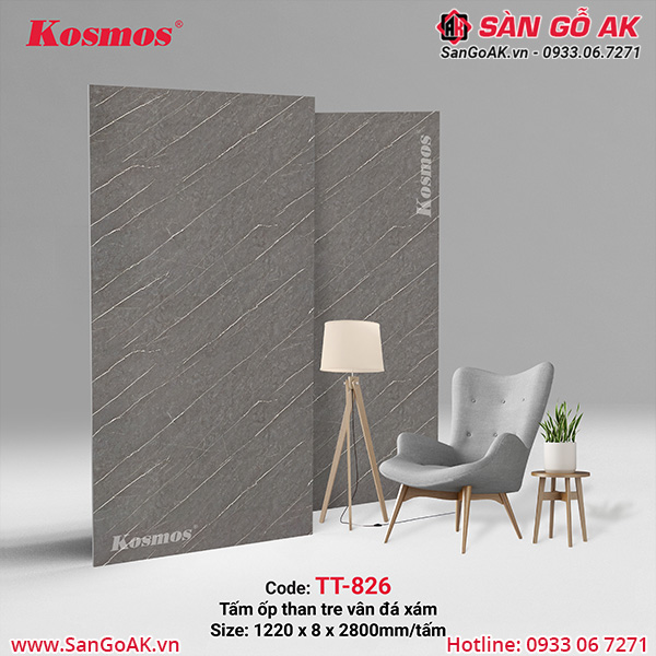Tấm ốp than tre Kosmos vân đá xám TT-826