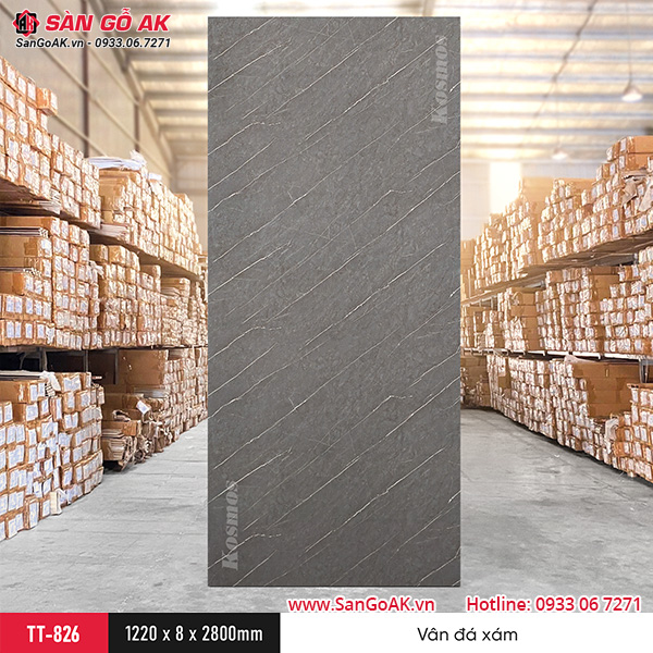 Sàn Gỗ AK - nơi cung cấp tấm ốp than tre Kosmos vân đá xám TT-826