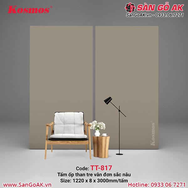 Tấm ốp than tre Kosmos TT-817 vân đơn sắc nâu