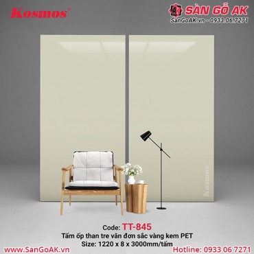 Tấm ốp than tre Kosmos vân đơn sắc PET vàng kem TT-845-1