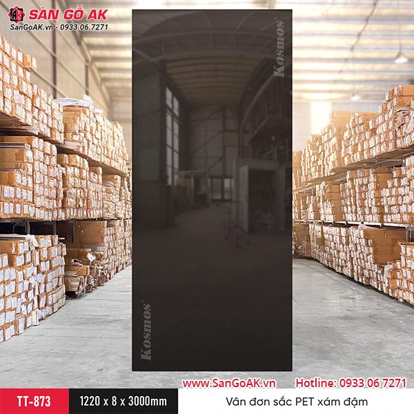 Sàn Gỗ AK - nơi cung cấp tấm ốp than tre Kosmos TT-873 vân đơn sắc PET xám đậm