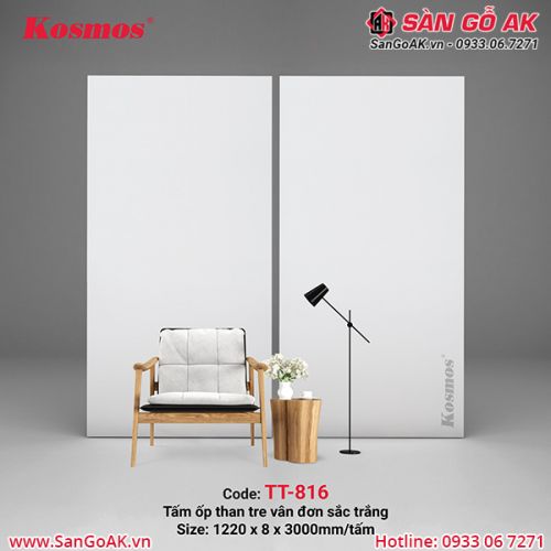 Tấm ốp than tre Kosmos đơn sắc trắng TT-816