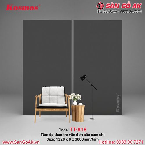 Tấm ốp than tre Kosmos đơn sắc xám TT-818