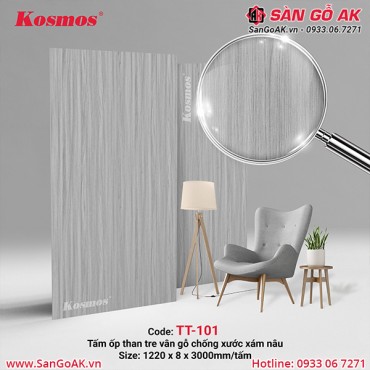 Tấm ốp than tre Kosmos vân gỗ chống xước xám nâu TT-101