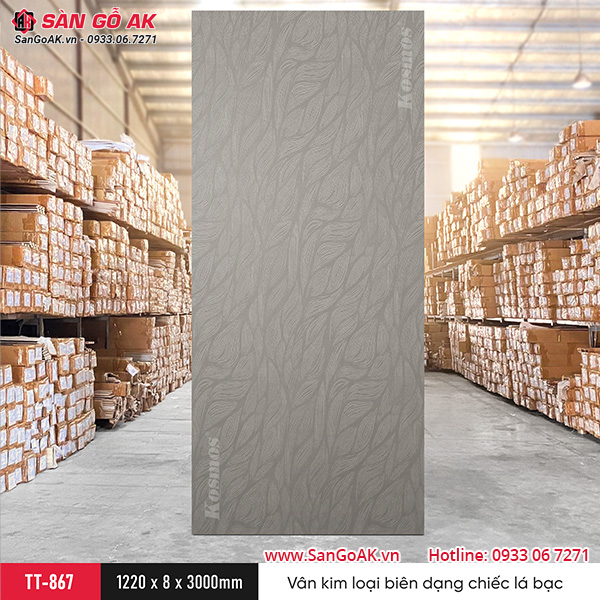 Sàn Gỗ AK - nơi cung cấp tấm ốp than tre Kosmos vân kim loại chiếc lá bạc TT-867
