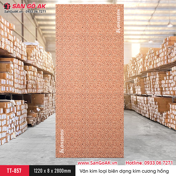 Sàn Gỗ AK - nơi cung cấp tấm ốp than tre Kosmos TT-857 vân kim loại kim cương hồng