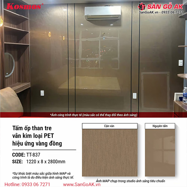 Tiêu chuẩn kỹ thuật của tấm than tre hiệu ứng xước vàng đồng TT-837