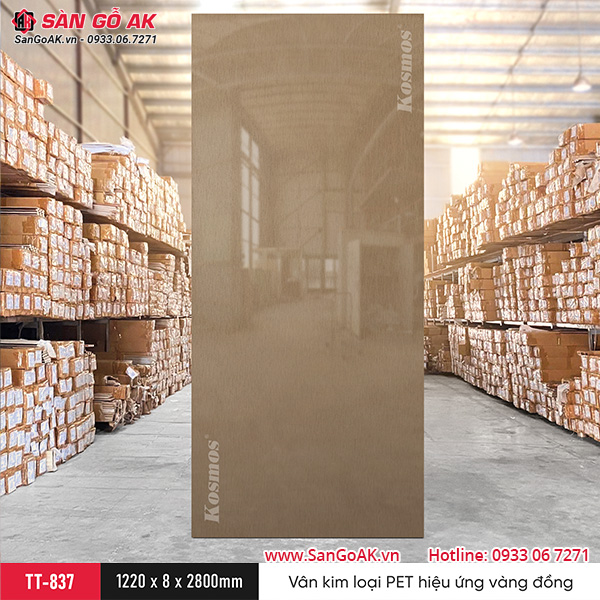 Sàn Gỗ AK - nơi cung cấp tấm ốp than tre Kosmos TT-837 kim loại xước vàng đồng