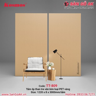Tấm ốp than tre Kosmos vân kim loại PET vàng TT-809