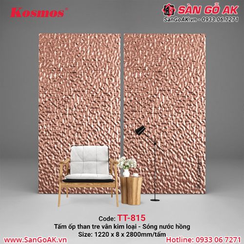 Tấm ốp than tre Kosmos sóng nước PET hồng trà TT-815
