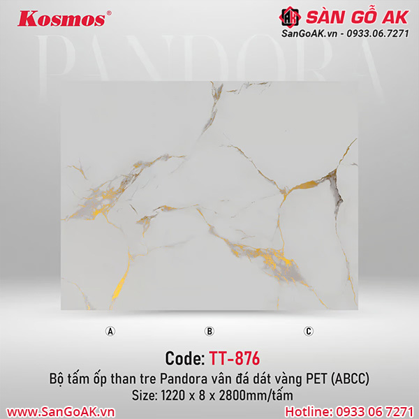 Bộ than tre vân đá dát vàng (ABC) phủ PET Kosmos mã TT-876