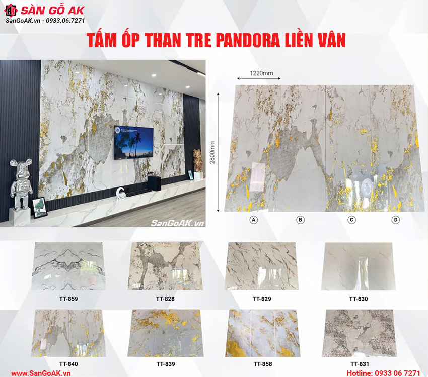 Tấm Ốp Than Tre Pandora – Vân đá liền vân