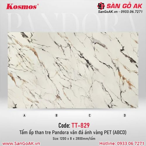 Tấm ốp than tre Pandora Kosmos TT-829 vân đá mây ánh vàng