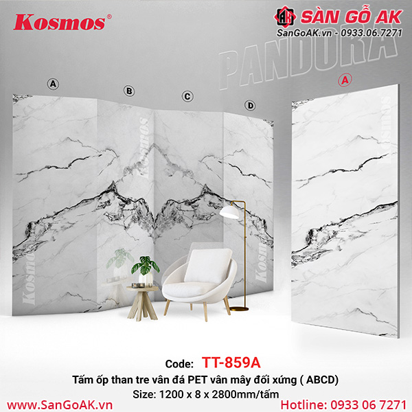 Bộ than tre Pandora vân đá đối xứng (ABCD) phủ PET mã TT-859
