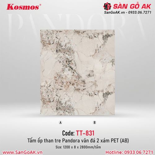 Tấm ốp than tre Pandora Kosmos PET TT-831 vân đá xám