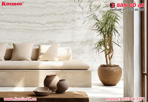 Tấm ốp than tre TT-863 trang trí phòng chờ tại spa mang phong cách mộc mạc