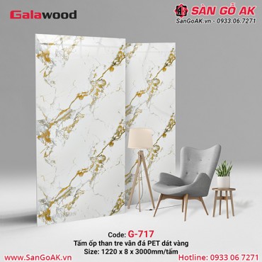 Tấm ốp than tre vân đá PET dát vàng Galawood G-717