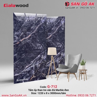Tấm ốp than tre vân đá marble đen Galawood G-712