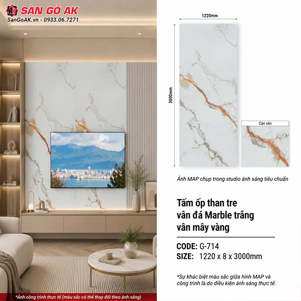 Hình ứng dụng tấm ốp than tre vân đá Galawood G-714