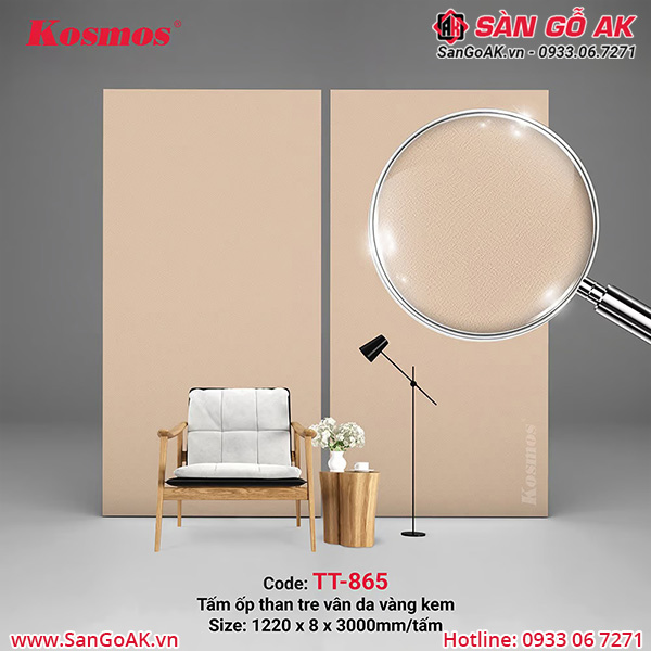 TT-865 là tấm ốp than tre vân da vàng kem Kosmos