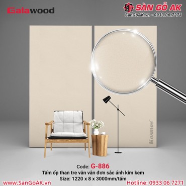 Tấm ốp than tre vân đơn sắc ánh kim kem Galawood G-886