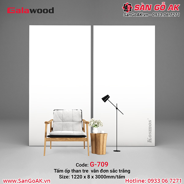 G-709 là tấm ốp than tre đơn sắc trắng Galawood