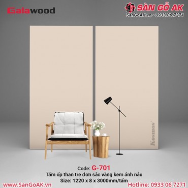 Tấm ốp than tre vân đơn sắc vàng kem ánh nâu Galawood G-701